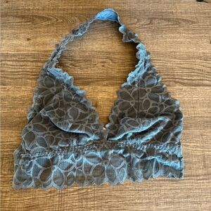 Victoria Secret Pink Gray Halter Lace Bralette SZ XS NWOT